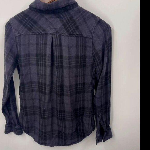 Rails Hunter Flannel Shirt Carbon Black Collar Plaid Top Boho L -XL - Picture 4 of 5